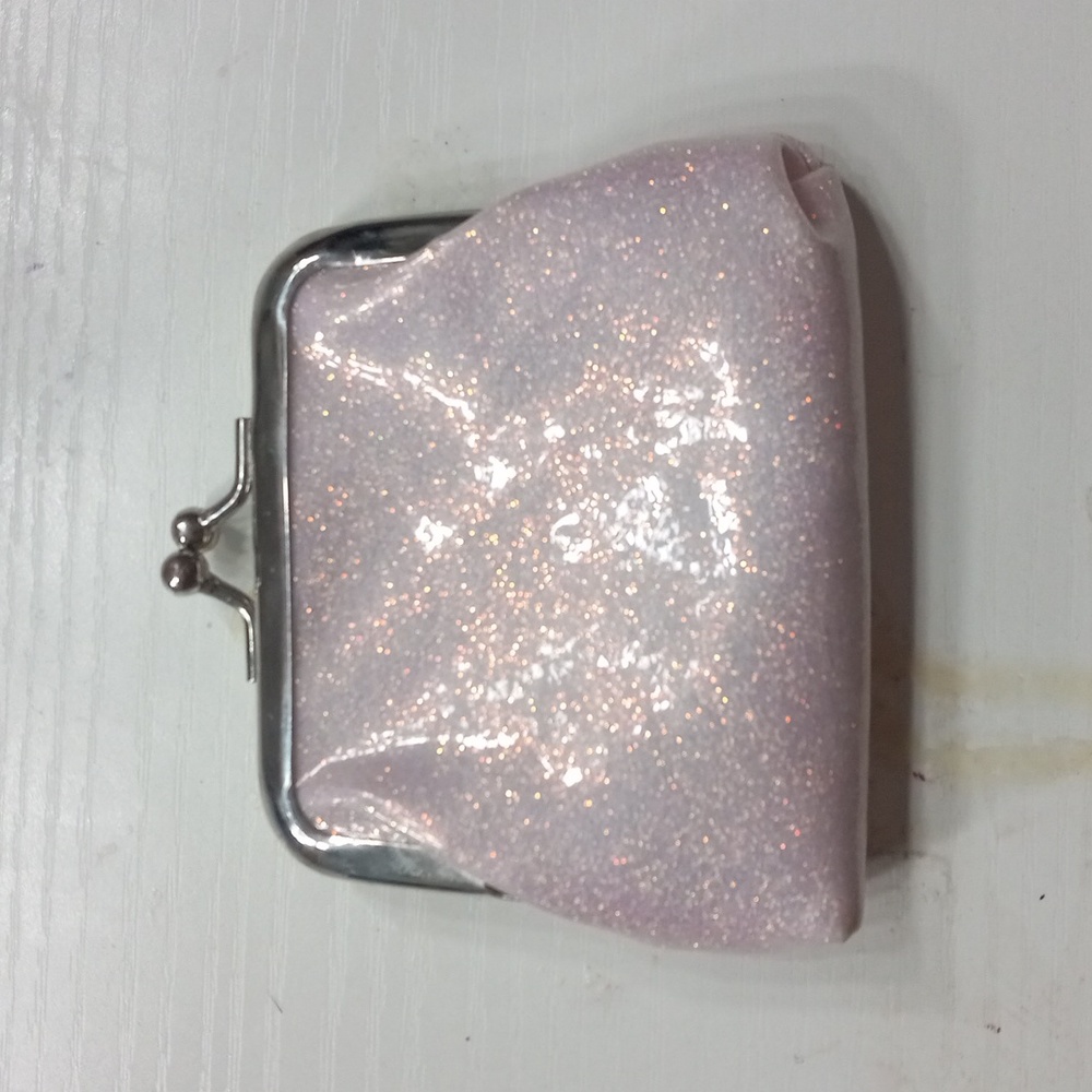 Baby pink glitter coin purse